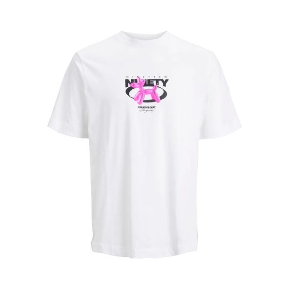 Jack&Jones Oversize Erkek T-Shirt - Kısa Kol Yuvarlak Yaka - Streetwear Tarzı - Resim 5