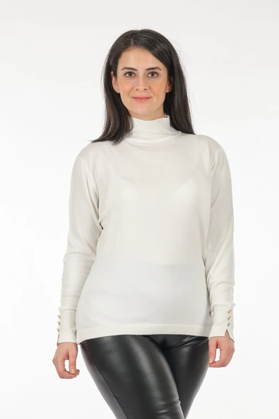 Vedi-bb Minimalist Boğazlı Uzun Kol Kadın Kazak - Günlük & Rahat - 11