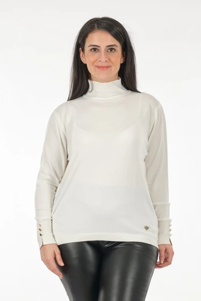 Vedi-bb Minimalist Boğazlı Uzun Kol Kadın Kazak - Günlük & Rahat - 8