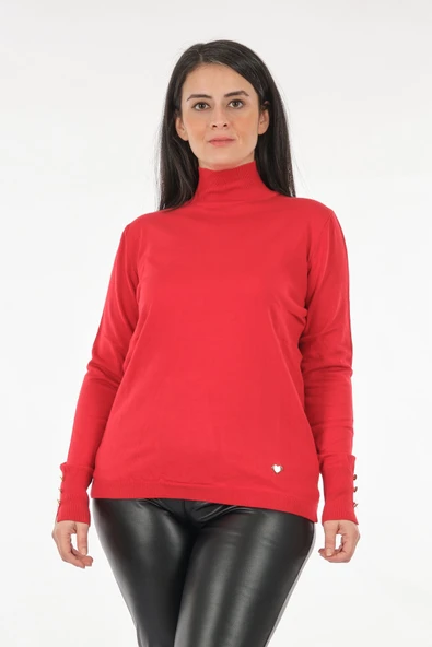 Vedi-bb Minimalist Boğazlı Uzun Kol Kadın Kazak - Günlük & Rahat - 7