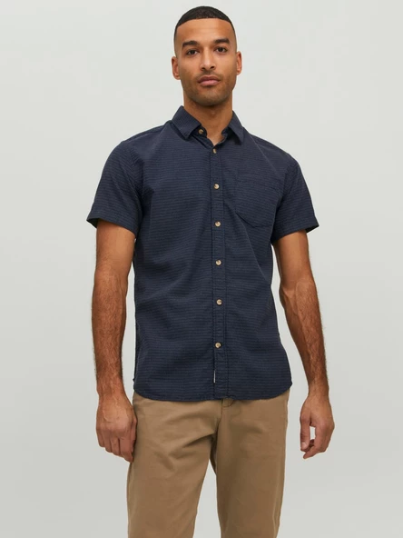 Jack&Jones Minimalist Kısa Kol Erkek Gömleği - Günlük & Rahat - 12