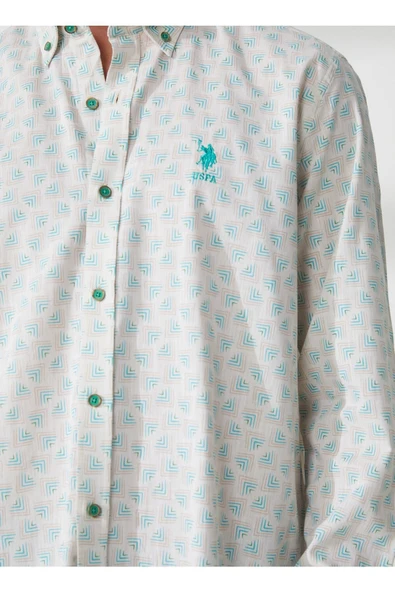 U.S. Polo Assn. Erkek Uzun Kol Geometrik Desen Gömlek - Minimalist Stil - 5
