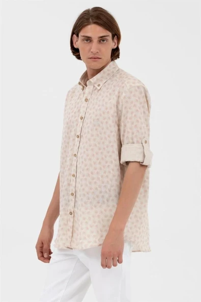 U.S. Polo Assn. Erkek Uzun Kol Geometrik Desen Gömlek - Minimalist Stil - 8