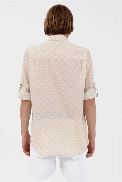 U.S. Polo Assn. Erkek Uzun Kol Geometrik Desen Gömlek - Minimalist Stil - 9