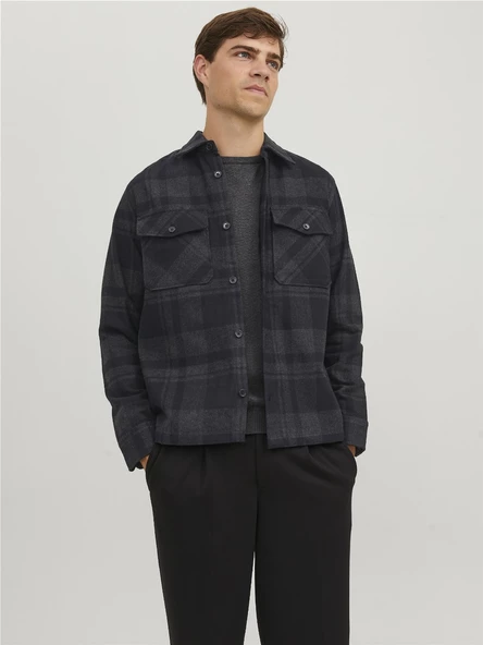 Jack&Jones Minimalist Uzun Kol Kareli Erkek Gömleği - Günlük Stil - 2