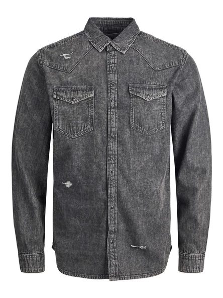 Jack&Jones Erkek Uzun Kol Denim Gömlek - Vintage Streetwear - 2