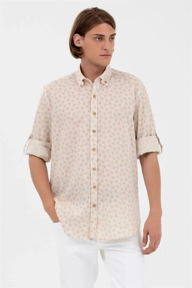 U.S. Polo Assn. Erkek Uzun Kol Geometrik Desen Gömlek - Minimalist Stil - 7