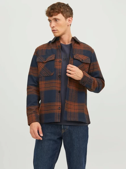 Jack&Jones Minimalist Uzun Kol Kareli Erkek Gömleği - Günlük Stil - 3
