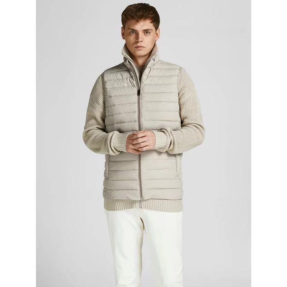 Jack&Jones Oversize Fermuarlı Yaka Erkek Yelek - Minimalist Tarz - 5