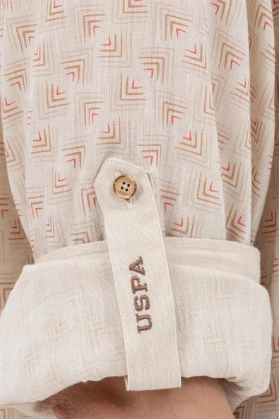 U.S. Polo Assn. Erkek Uzun Kol Geometrik Desen Gömlek - Minimalist Stil - 10