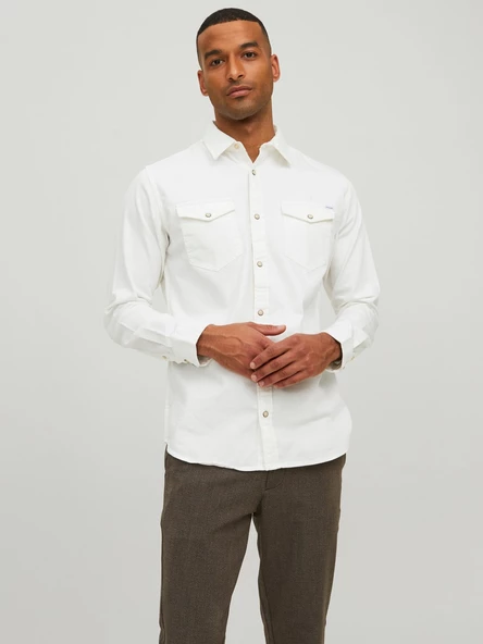 Jack&Jones Minimalist Uzun Kol Regular Fit Erkek Denim Gömlek - 8