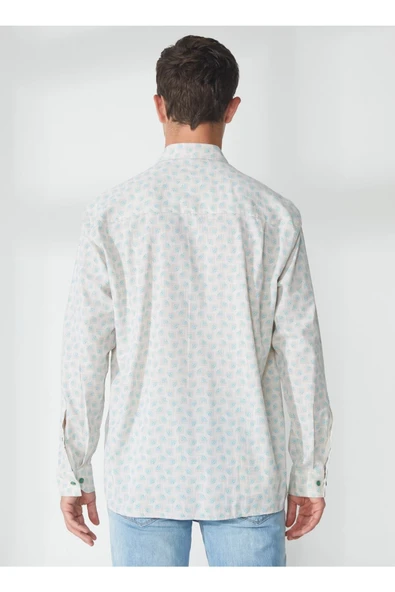 U.S. Polo Assn. Erkek Uzun Kol Geometrik Desen Gömlek - Minimalist Stil - 6