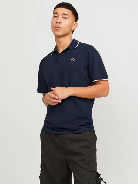 Jack&Jones Minimalist Polo Yaka Kısa Kol Erkek Tişört - Günlük Stil - Resim 8