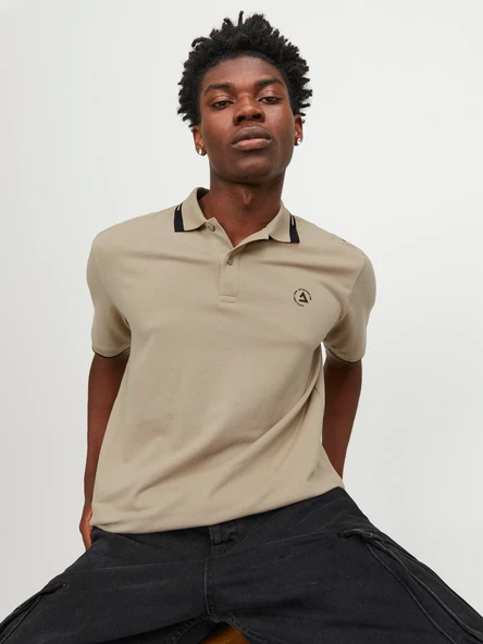 Jack&Jones Minimalist Polo Yaka Kısa Kol Erkek Tişört - Günlük Stil - Resim 11