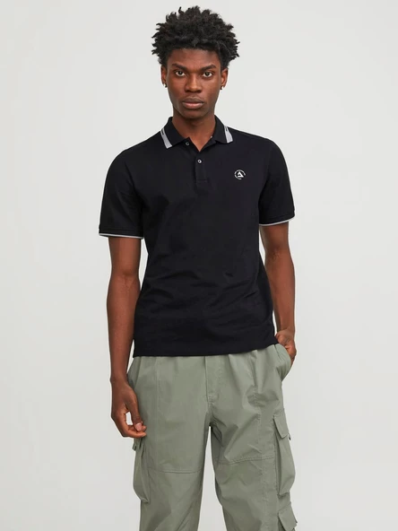 Jack&Jones Minimalist Polo Yaka Kısa Kol Erkek Tişört - Günlük Stil - Resim 5