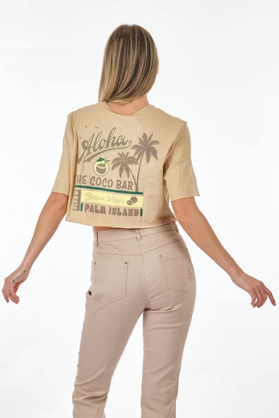 Only Oversize Crop T-Shirt - Kısa Kol, Yuvarlak Yaka, Günlük Kullanım - 9