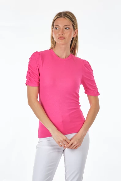 Only Minimalist Büzgülü Kol Kısa T-Shirt - Günlük Kombinler - 7