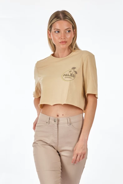 Only Oversize Crop T-Shirt - Kısa Kol, Yuvarlak Yaka, Günlük Kullanım - 5