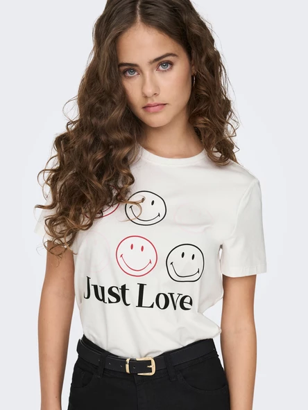 Only Minimalist Kadın T-Shirt - Kısa Kol Yuvarlak Yaka Günlük - 5