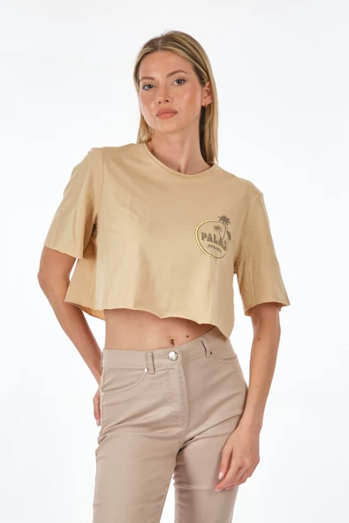 Only Oversize Crop T-Shirt - Kısa Kol, Yuvarlak Yaka, Günlük Kullanım - 2
