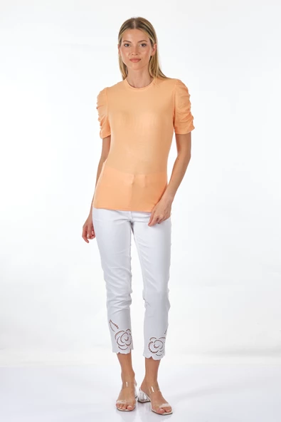 Only Minimalist Büzgülü Kol Kısa T-Shirt - Günlük Kombinler - 5