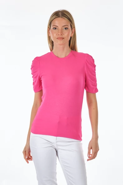 Only Minimalist Büzgülü Kol Kısa T-Shirt - Günlük Kombinler