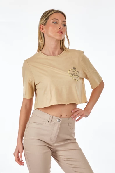 Only Oversize Crop T-Shirt - Kısa Kol, Yuvarlak Yaka, Günlük Kullanım - 7