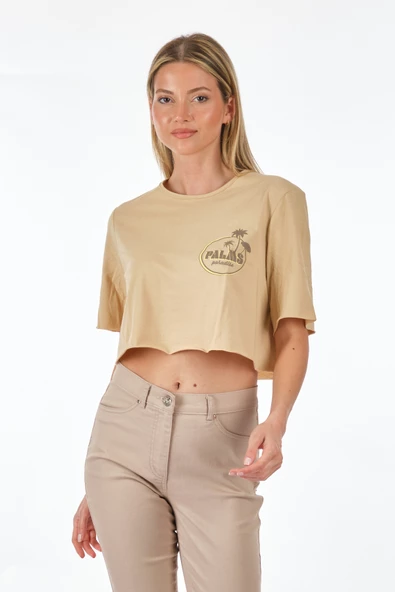 Only Oversize Crop T-Shirt - Kısa Kol, Yuvarlak Yaka, Günlük Kullanım - 6