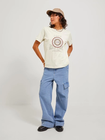 Jack&Jones JJXX Oversize Minimalist Kadın Tişört - Kısa Kol - 5