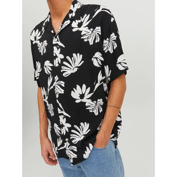 Jack&Jones Oversize Çiçek Desenli Erkek Gömleği - Kısa Kol - 6