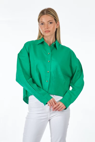 Only Oversize Crop Gömlek: Minimalist Günlük Stil, Uzun Kol - 4