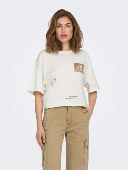 Only Oversize Minimalist Kadın T-Shirt - Kısa Kol - Günlük - 4