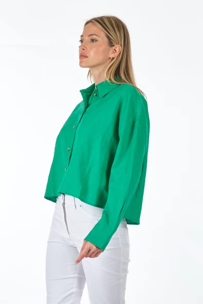 Only Oversize Crop Gömlek: Minimalist Günlük Stil, Uzun Kol - 5