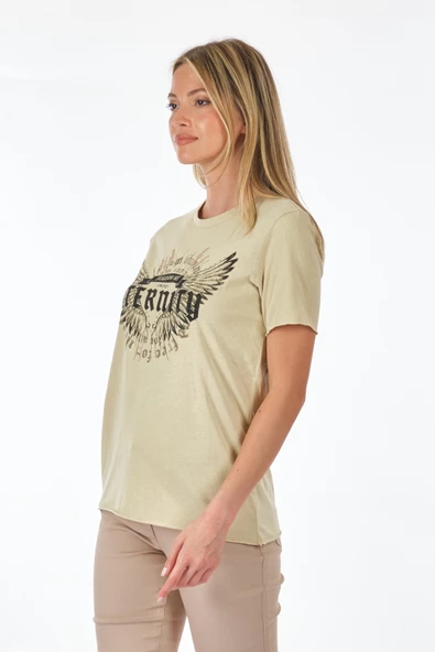 Only Oversize Kısa Kol Yuvarlak Yaka Minimalist Kadın T-Shirt - Günlük Stil - 10