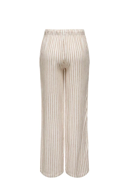 Only Minimalist Çizgili Keten Pantolon - Geniş Paça - Rahat ve Şık - Resim 4
