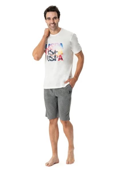 U.s. Polo Assn. 18779 Erkek Yuvarlak Yaka Kısa Kollu Şortlu Pijama Takımı