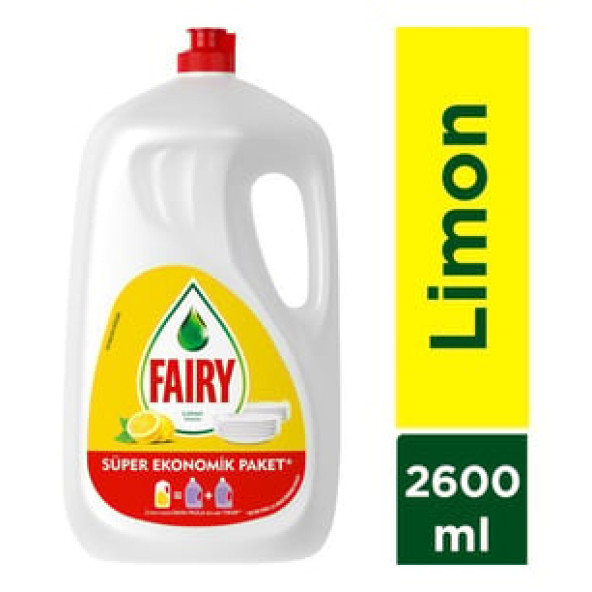 Fairy Limon Kokulu Süper Ekonomik Paket Sıvı Bulaşık Deterjanı 2600 ml