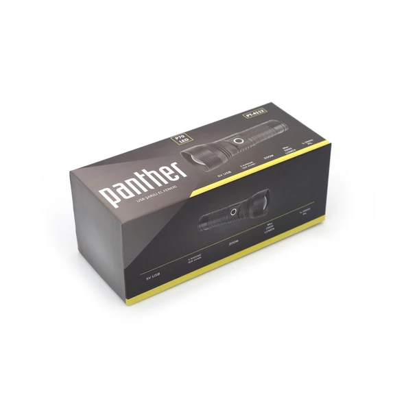 Panther USB Şarjlı Zoomlu P70 LED Metal El Feneri PT-4112 - 4