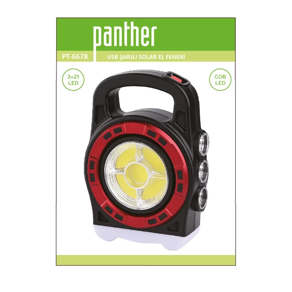 Panther Solar USB Şarjlı El Feneri PT-6678 - 6