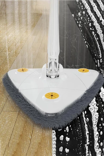 Nishev Sihirli Teleskobik Hazneli Üçgen Mikrofiber Mop Paspas Islak Kuru Duvar Tavan Fayans Parke Temizlik - 4