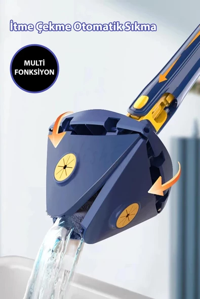 Nishev Sihirli Teleskobik Hazneli Üçgen Mikrofiber Mop Paspas Islak Kuru Duvar Tavan Fayans Parke Temizlik - 3