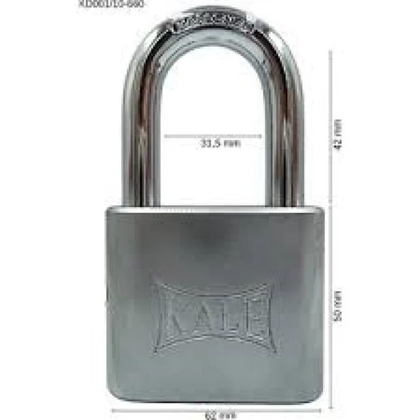 Kale Kilit Asma Kilit Pirinç Nikel Kaplama 60 mm - Resim 2