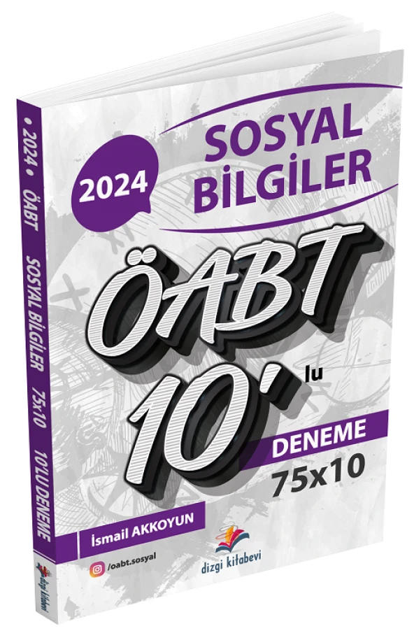 Dizgi Kitap 2024 ÖABT Sosyal Bilgiler Öğretmenliği 10 Deneme - İsmail Akkoyun Dizgi Kitap