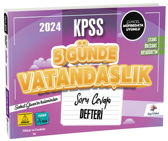 Dizgi Kitap 2024 KPSS 5 Günde Vatandaşlık Soru Cevap Defteri - Serhat Güven Dizgi Kitap