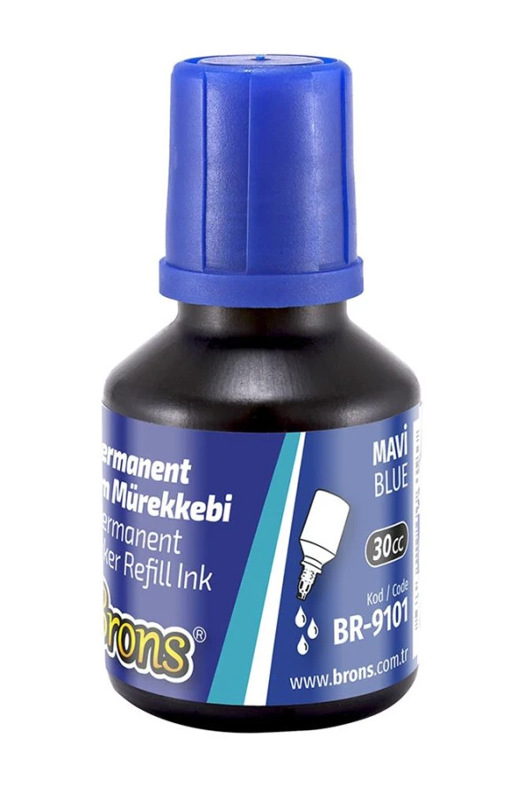 Mavi 10 mm Kesik Uçlu Markör Permanent Kalem 6 Adet ve Mavi Mürekkep 1 Adet Çuval Koli Kalemi - 2