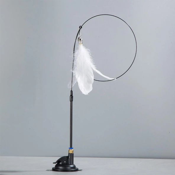 Kedi Oyuncağı Tüylü Zilli Vantuzlu Kedi Oltası - Resim 11