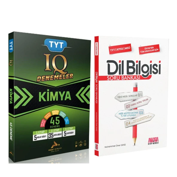 Paraf TYT IQ Kimya Deneme ve AKM Dil Bilgisi Soru Bankası Seti 2 Kitap