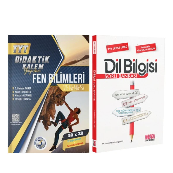 Didaktik Kalem TYT Fen Bilimleri Deneme ve AKM Dil Bilgisi Soru Bankası Seti 2 Kitap