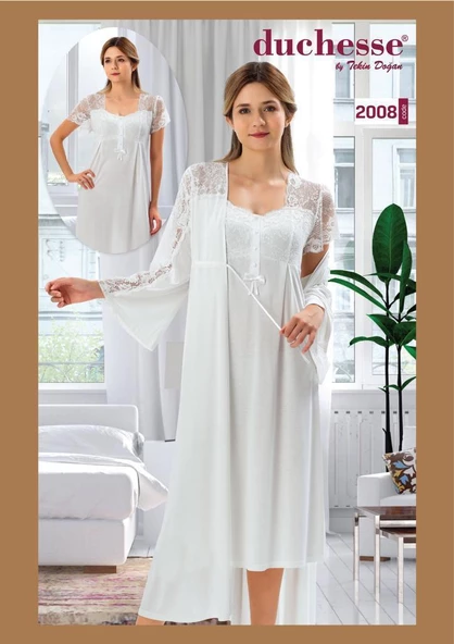 Duchesse 2008 Hamile Lohusa Gecelik Sabahlık Takım - Resim 4