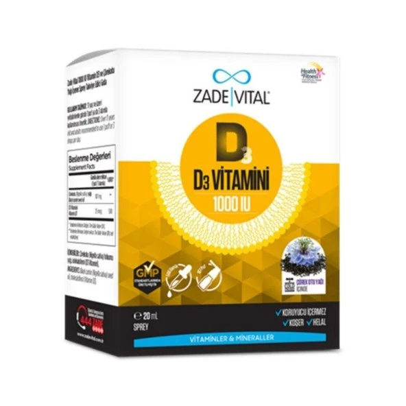 Zade Vital D3 Vitamini 1000 IU Sprey 20 ml